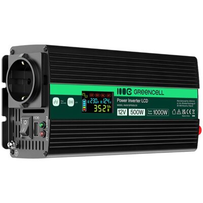 Przetwornica GREENCELL INVGC12P500LCD 12V/230V 500W/1000W