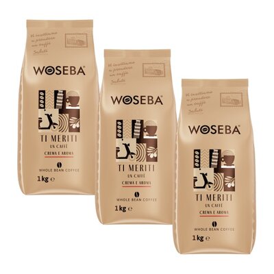Kawa ziarnista WOSEBA Ti meriti un caffè Crema e Aroma 3 x 1 kg