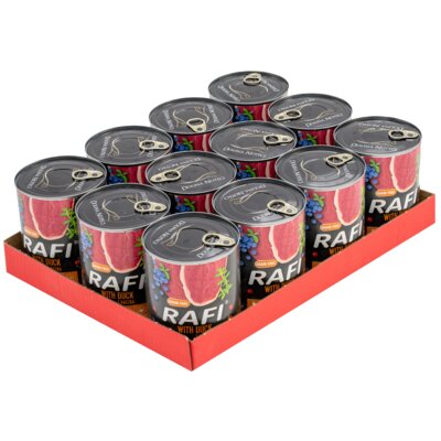 Karma dla psa RAFI z kaczką, borówką i żurawiną 12 x 800 g