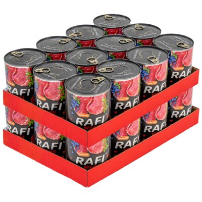 Karma dla psa RAFI z wołowiną, borówką i żurawiną 24 x 800 g
