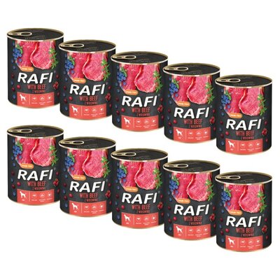Karma dla psa RAFI Wołowina z borówką i żurawiną 10 x 800 g