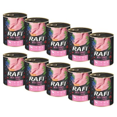 Karma dla psa RAFI z indykiem, borówką i żurawiną 10 x 800 g