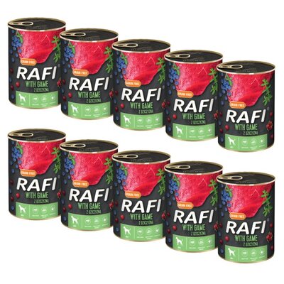 Karma dla psa RAFI z dziczyzną, borówką i żurawiną 10 x 400 g