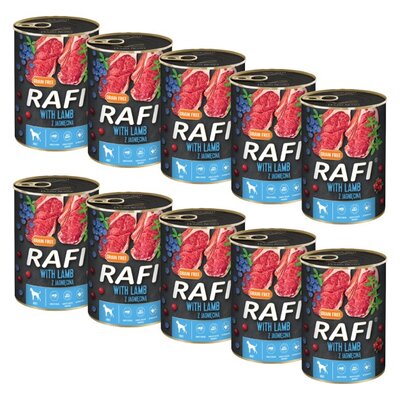 Karma dla psa RAFI z jagnięciną, borówką i żurawiną 10 x 400 g