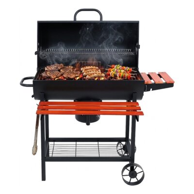Grill ogrodowy węglowy LUND 99908 Zamykany, beczka, półka boczna, termometr, popielnik