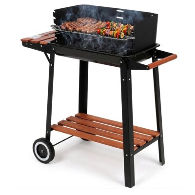 Grill ogrodowy węglowy LUND 99907 na kółkach, półka boczna, regulacja wysokości rusztu