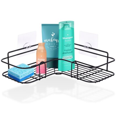 Półka pod prysznic metalowa czarna przyklejana 26,5x26,5x6,5 cm