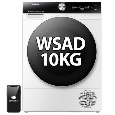 Suszarka HISENSE DH7S107BW Seria 7S Wi-Fi ConnectLife AI SuperDry Ekran TFT Samoczyszczacy wymiennik ciepła