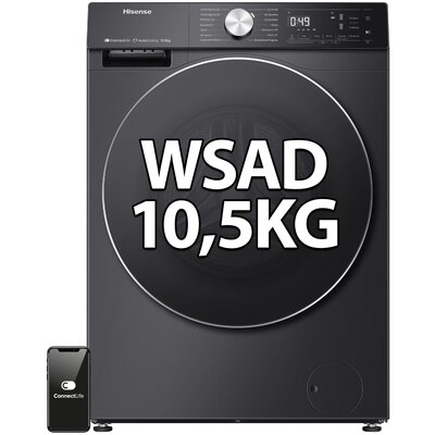 Pralka HISENSE WF5S1045BB/PL Seria 5S 10.5kg 1400 obr Autodozowanie Wi-Fi ConnectLife Szybkie programy AllergyCare