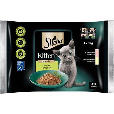 Karma dla kota SHEBA Kitten Kurczak z łososiem (4 x 85 g)
