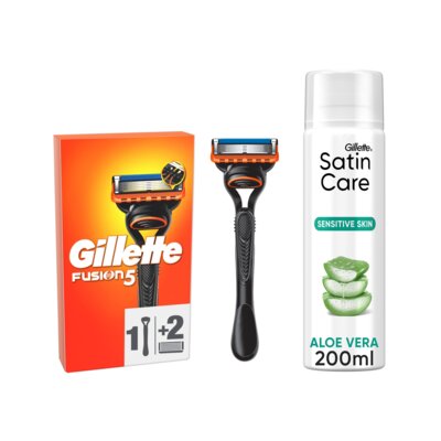 Golarka GILLETTE Fusion5 + 2 ostrza + Żel do golenia GILLETTE Satin Care Aloe Vera 200 ml