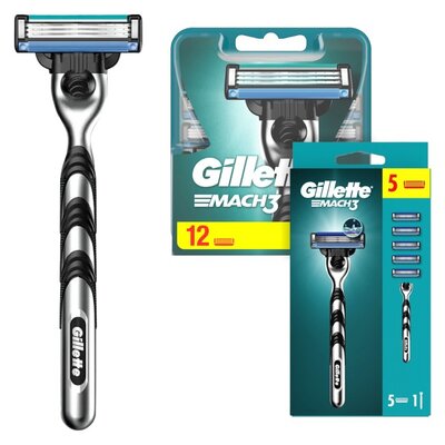 Golarka GILLETTE Mach3 + Ostrza do golarki GILLETTE Mach3 (17 sztuk)