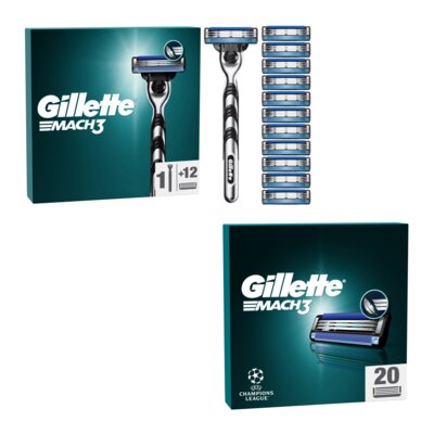 Golarka GILLETTE Mach3 + Ostrza do golarki GILLETTE Mach3 (32 sztuki)
