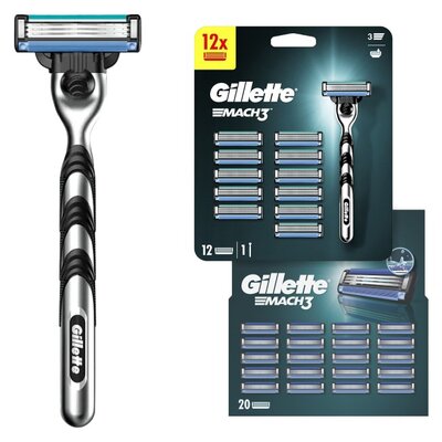 Golarka GILLETTE Mach3 + Ostrza do golarki GILLETTE Mach3 (32 sztuki)