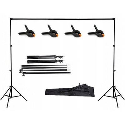 System do mocowania tła fotograficznego MASSA SB8330 Atelier, dwa statywy + poprzeczka + klamerki 230x304 cm