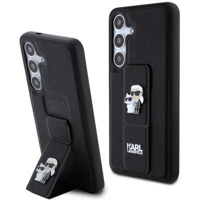 Etui KARL LAGERFELD Gripstand Saffiano Karl&Choupette Pins do Samsung Galaxy S24 Czarny