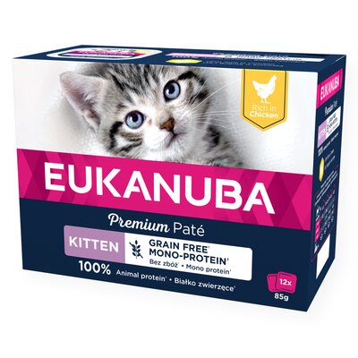 Karma dla kota EUKANUBA Kitten Grain Free Mono Protein Kurczak (12 x 85 g)