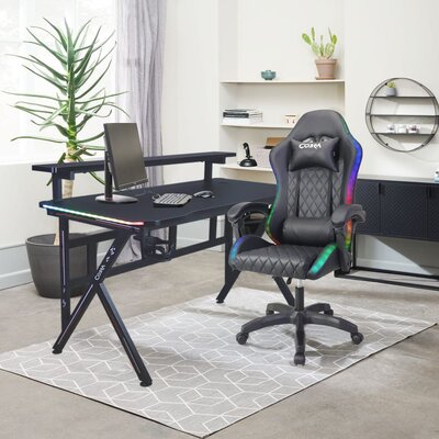 Fotel gamingowy COBRA WS8152 RGB + BT Głośniki Czarny