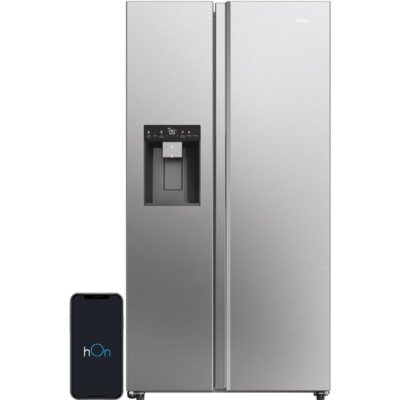 Lodówka HAIER SBS 90 Seria 5 HSW59F18DIMM Side by Side No Frost 177.5cm Platynowy inox