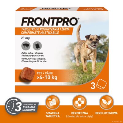 Tabletka przeciw pchłom i kleszczom FRONTPRO M (4 - 10 kg) Ochrona przez 12 tygodni
