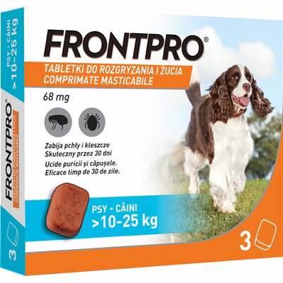 Tabletka przeciw pchłom i kleszczom FRONTPRO L (10 - 25 kg) Ochrona przez 12 tygodni