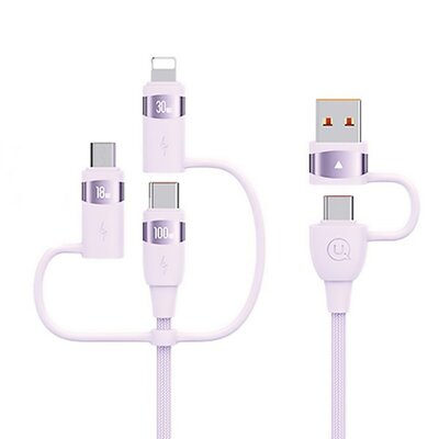 Kabel USB-C/USB USB-C/Micro USB/Lightning USAMS U85 6w1 100W PD Fast Charge 1.2m Fioletowy