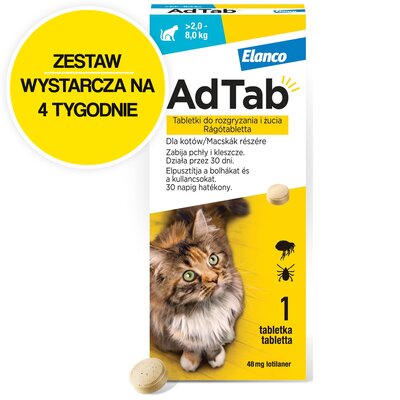 Tabletka przeciw pchłom i kleszczom ADTAB (2 - 8 kg) Ochrona przez 4 tygodnie