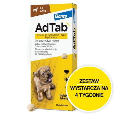 Tabletka przeciw pchłom i kleszczom ADTAB (1.3 - 2.5 kg) Ochrona przez 4 tygodnie