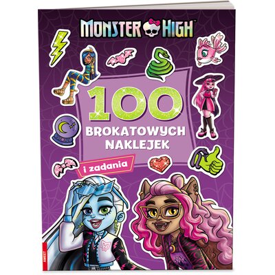 Książka z zadaniami Monster High 100 brokatowych naklejek (miękka okładka)