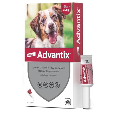 Zdjęcia - Leki i witaminy Bayer Krople na pchły i kleszcze  Advantix Spot-on Średnie psy  4 (10-25 kg)