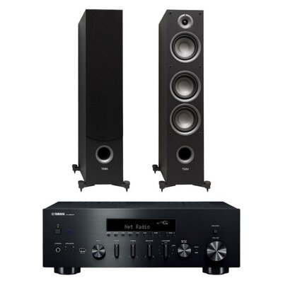 Amplituner YAMAHA MusicCast R-N600A Czarny + Kolumny głośnikowe TAGA HARMONY TAV-607F Czarny (2 szt.)