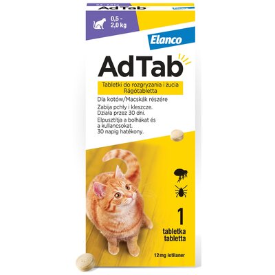 Zdjęcia - Leki i witaminy Elanco Tabletka przeciw pchłom i kleszczom  Adtab  Adtab dla ko (0.5 - 2 kg)