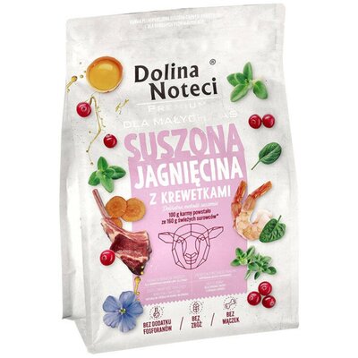 Karma dla psa suszona DOLINA NOTECI Premium dla małych ras z jagnięciną i krewetkami 3 kg