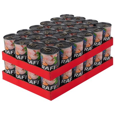 Karma dla psa RAFI z przepiórką, borówką i żurawiną 48 x 400 g