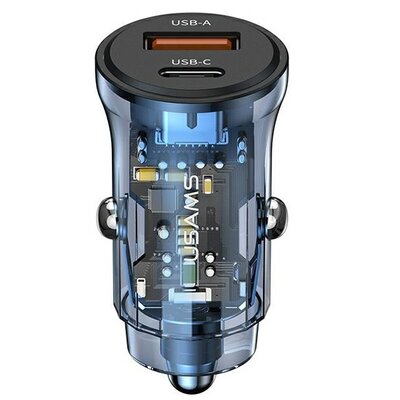 Ładowarka samochodowa USAMS C32 30W Fast Charge Niebieski