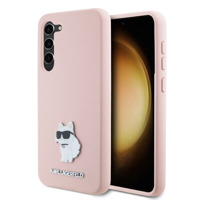 Etui KARL LAGERFELD Silicone Choupette Metal Pin do Samsung Galaxy S23 Różowy