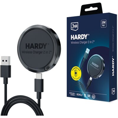 Фото - Зарядний пристрій 3MK Ładowarka indukcyjna  Hardy Wireless Charger 2in1 15W Czarny 