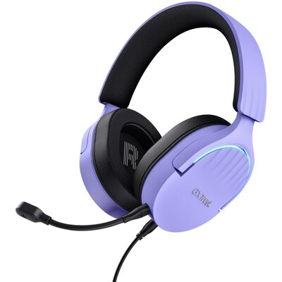Słuchawki TRUST GXT 490P Fayzo Nauszne RGB, Dźwięk przestrzenny Purpurowy
