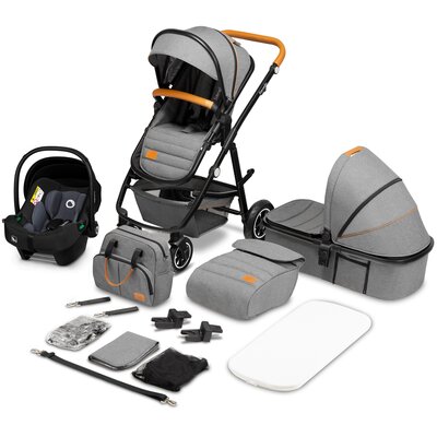 Wózek dziecięcy LIONELO Amber 3w1 Grey Stone Szaro-czarny