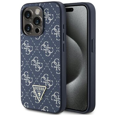 Etui GUESS 4G Triangle Metal Logo do Apple iPhone 15 Pro Niebieski