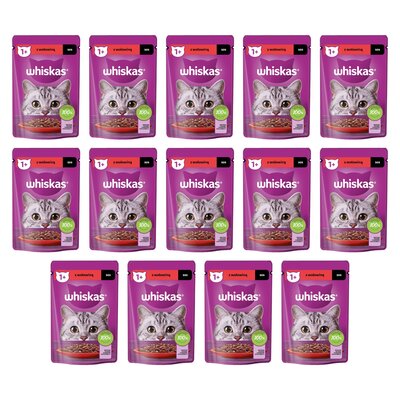 Karma dla kota WHISKAS Wołowina w sosie 14 x 85 g