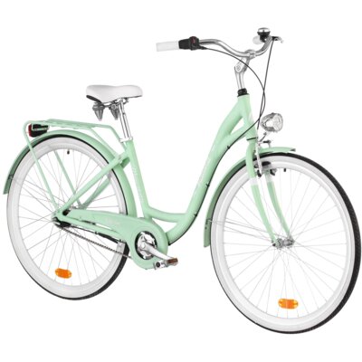 Rower miejski INDIANA Moena A7B 28 cali damski Miętowy + Koszyk na rower VÖGEL VKS-102WH Stalowy