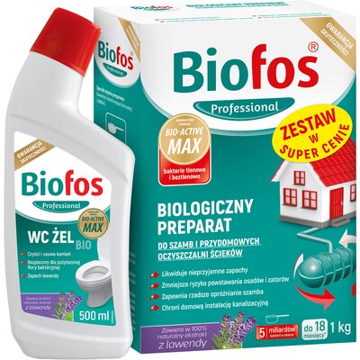 Preparat do szamb i przydomowych oczyszczalni BIOFOS 1 kg + Żel do WC 500 ml