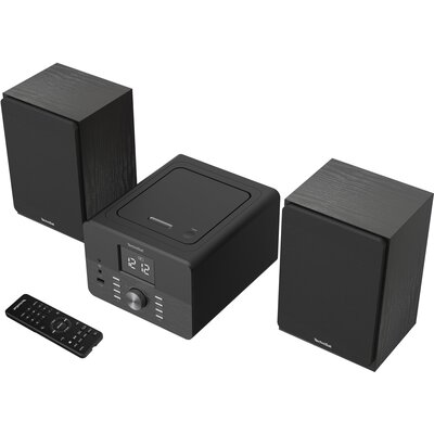 Wieża TECHNISAT Classic 700 Czarna, Odtw.CD, Bluetooth, Tuner FM z pamięcią stacji, Budzik, Wyjście słuchawkowe