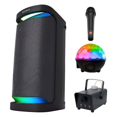 Zestaw do karaoke (Power audio SONY SRS-XP700 + Mikrofon JBL PBM100 + Kula świetlna MUSICMATE AB69S + Wytwornica dymu MUSICMATE DM-1)