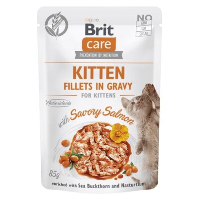 Karma dla kota BRIT CARE Kitten Fillets in Gravy Savory Salmon Łosoś 85 g