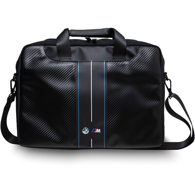 Torba na laptopa BMW Carbon Blue Stripes 16 cali Czarny