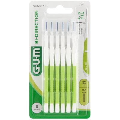 Szczoteczka międzyzębowa SUNSTAR GUM Bi-Direction 0.7 mm Zielony (6 sztuk)