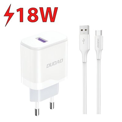 Ładowarka sieciowa DUDAO A20EU 18W Biały + Kabel USB - USB-C