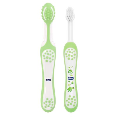 Szczoteczka do zębów CHICCO Zielony 4 m+ (2 sztuki) + Osłonka